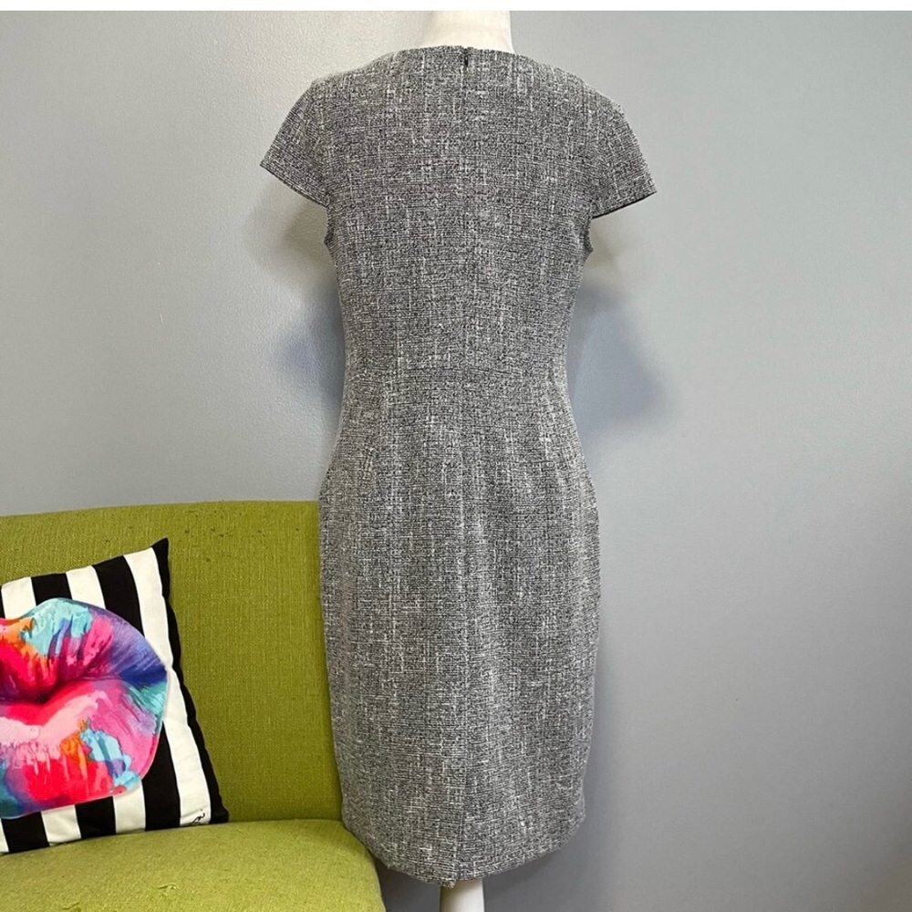 Banana Republic Blue White Tweed Sheath Dress 6 Work Cocktail - Picture 5 of 9